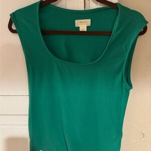 Maeve Green Fitted Sleeveless Tank Top